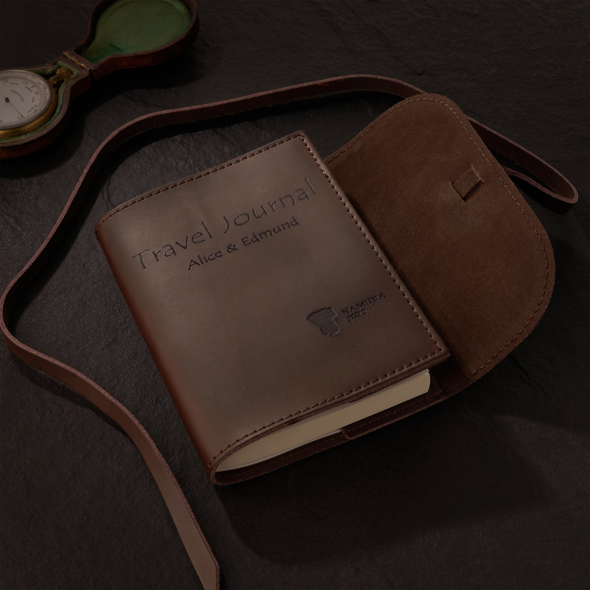 Engraved Leather Travel Journal